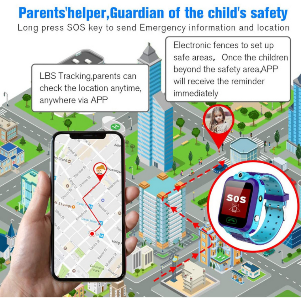GPS Smart Watch for kids with Waterproof LBS Tracker
