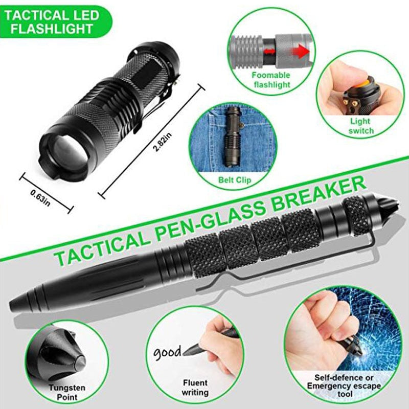 18 in 1 Emergency Survival Kit Professional Tactical Defense Equipment Tools