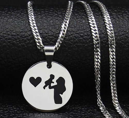 Mom and Baby Stainless Steel Necklace for Women