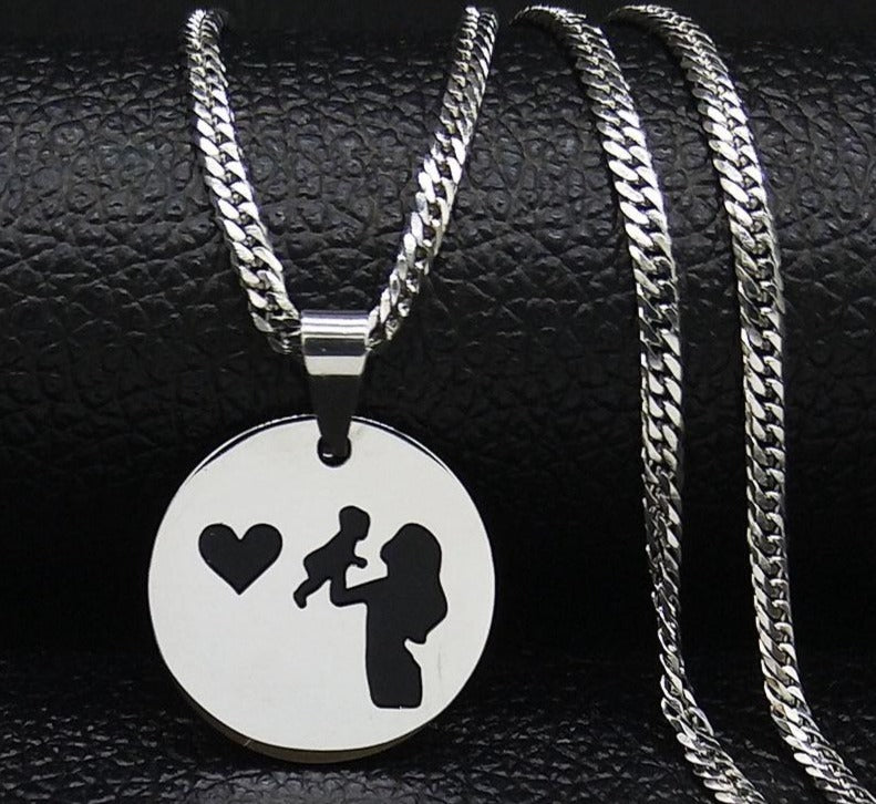 Mom and Baby Stainless Steel Necklace for Women