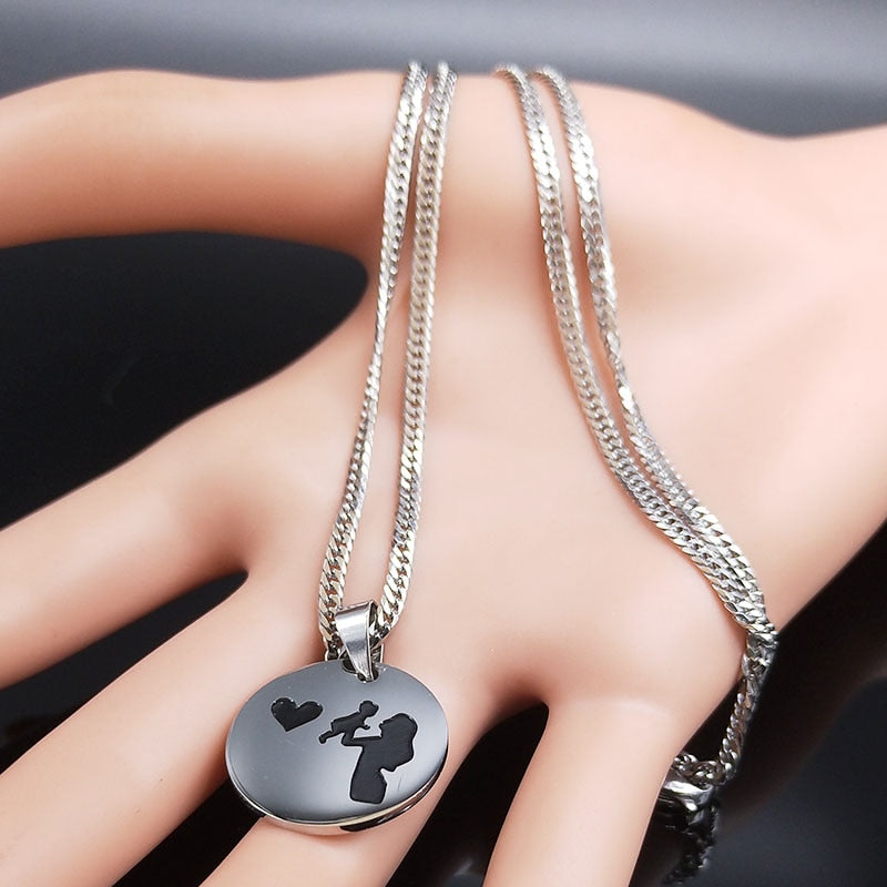 Mom and Baby Stainless Steel Necklace for Women