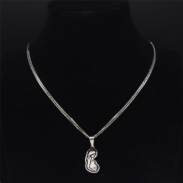 Mom and Baby Stainless Steel Necklace for Women