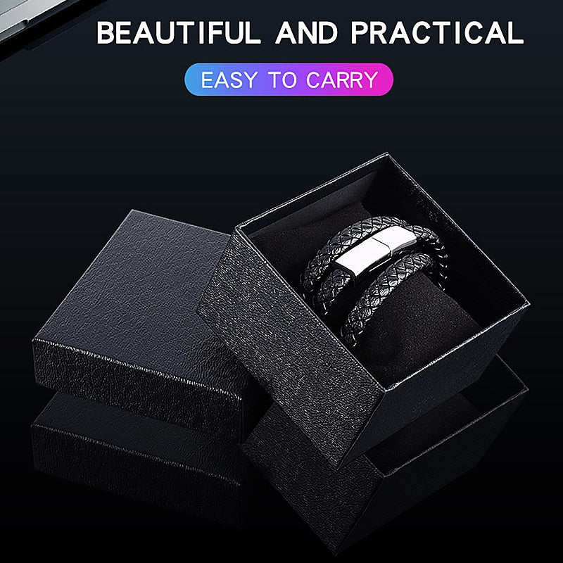 Portable Leather Mini Micro USB Bracelet Charger