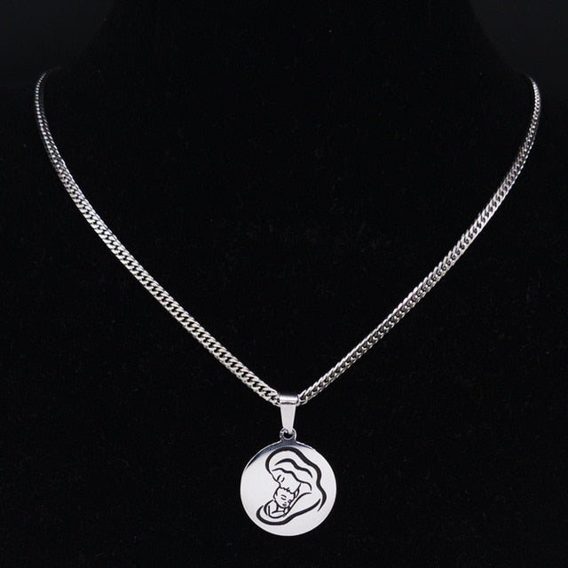 Mom and Baby Stainless Steel Necklace for Women