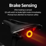 Waterproof LED Charging Bicycle Smart Auto Brake Sensing Light