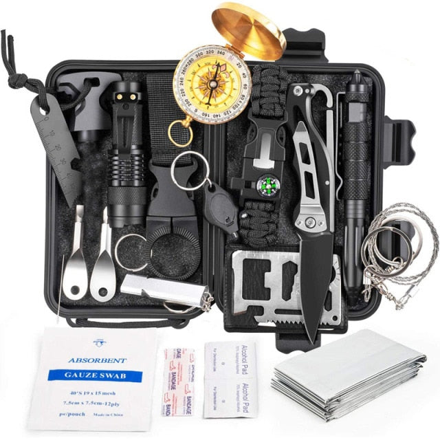 18 in 1 Emergency Survival Kit Professional Tactical Defense Equipment Tools