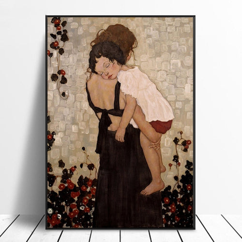 Mother And Child by Gustav Klimt Canvas Painting