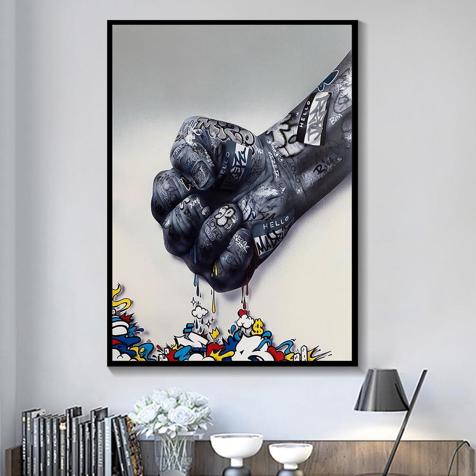 Modern Fist Graffiti Wall Art Painting