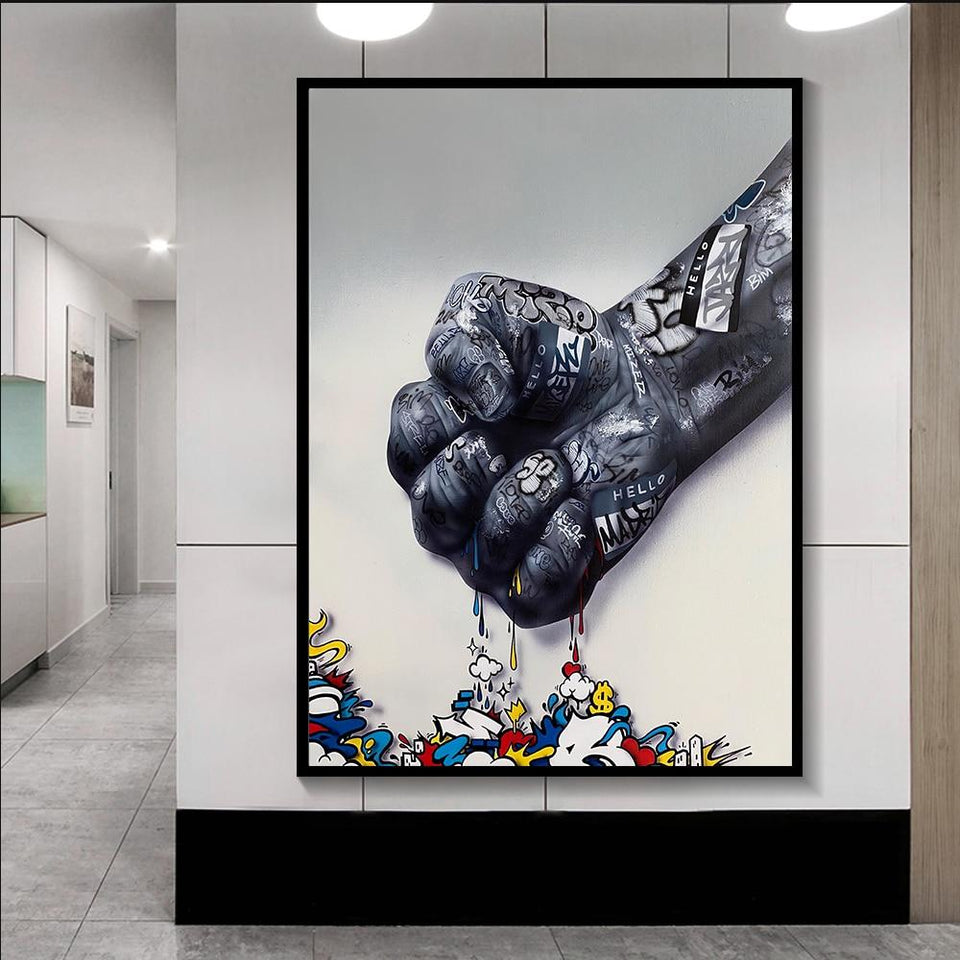 Modern Fist Graffiti Wall Art Painting