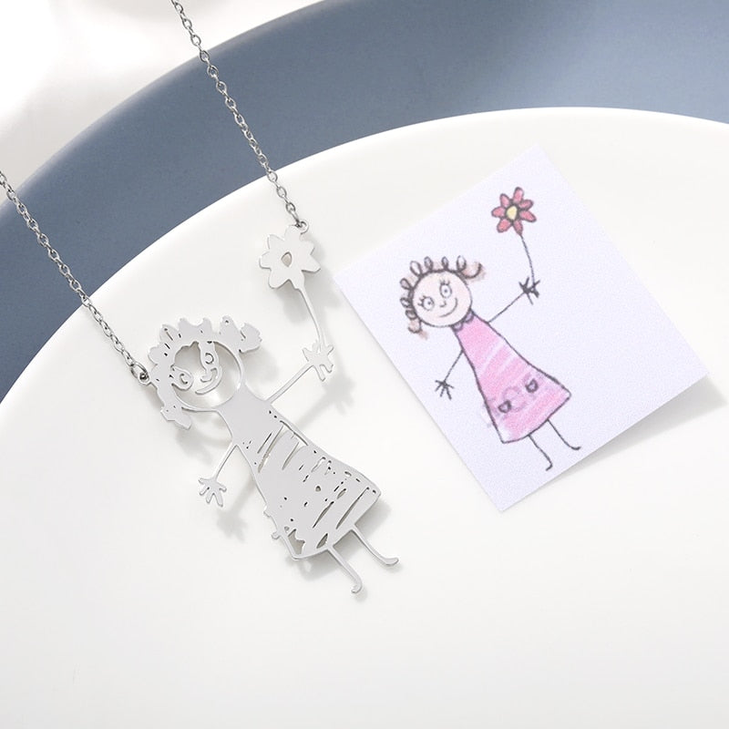 Customized Children's Drawing Necklace