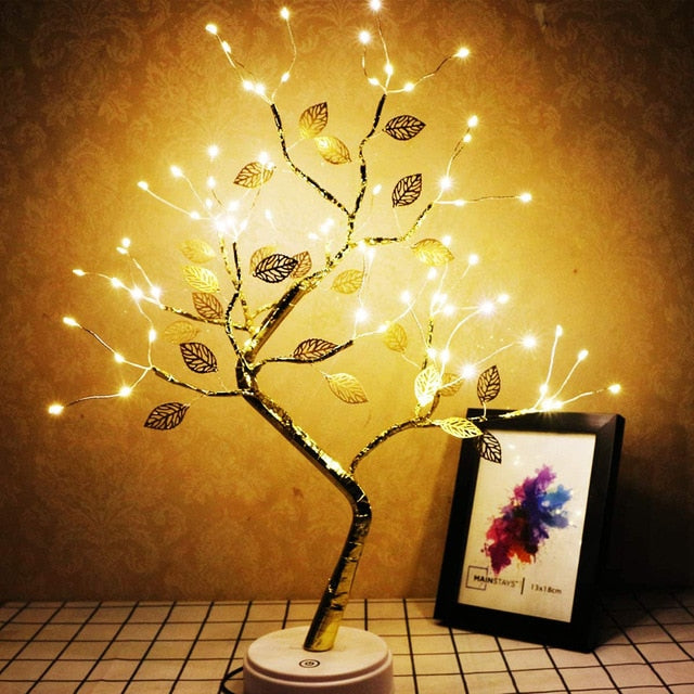 LED Tabletop Bonsai Tree Light Touch Switch DIY Artificial Light Tree Lamp Decoration Festival Holiday Battery/USB Operated D30