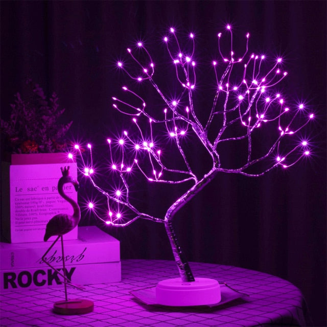 LED Tabletop Bonsai Tree Light Touch Switch DIY Artificial Light Tree Lamp Decoration Festival Holiday Battery/USB Operated D30