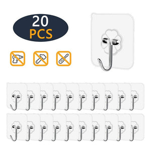 20Pcs Strong Transparent Self Adhesive Wall Hooks