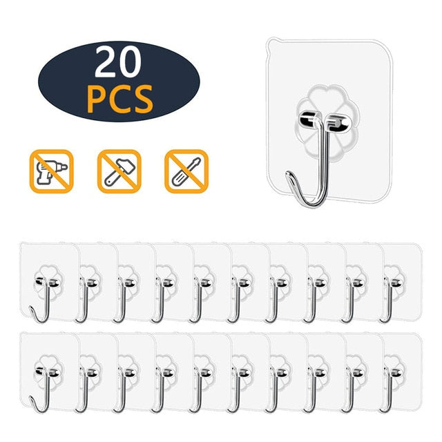 20Pcs Strong Transparent Self Adhesive Wall Hooks