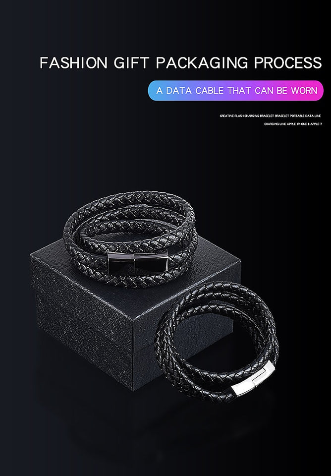 Portable Leather Mini Micro USB Bracelet Charger