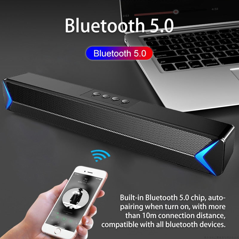 TV Sound Bar AUX USB Wired and Wireless Bluetooth Home Theater