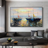 Sailing Boat Landscape Oil Painting