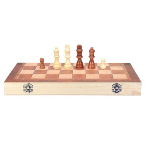 Family Wooden Chess Set Board  3 in 1