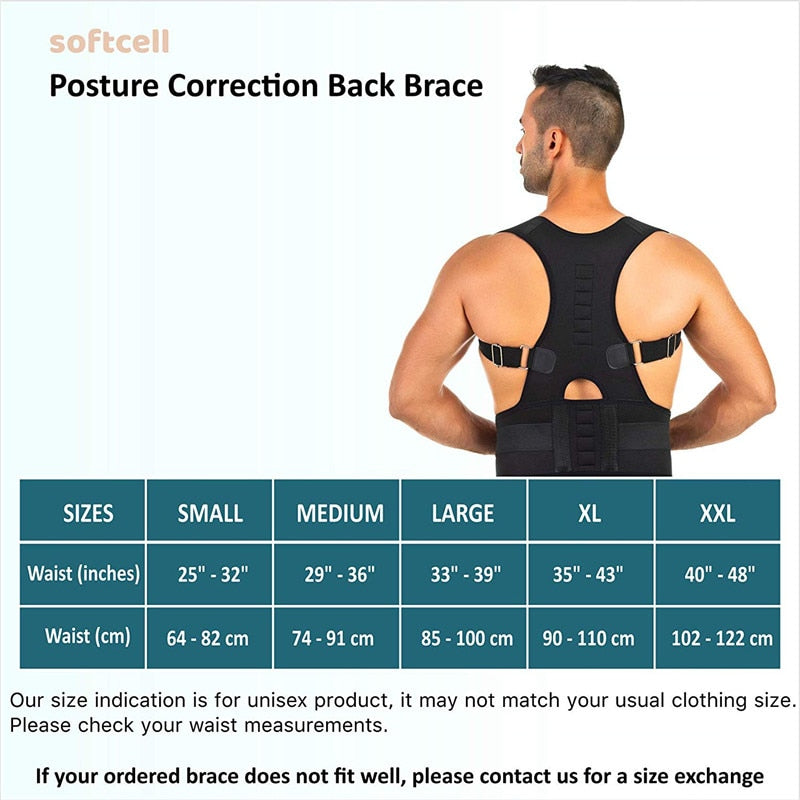 Magnetic therapy posture corrector brace