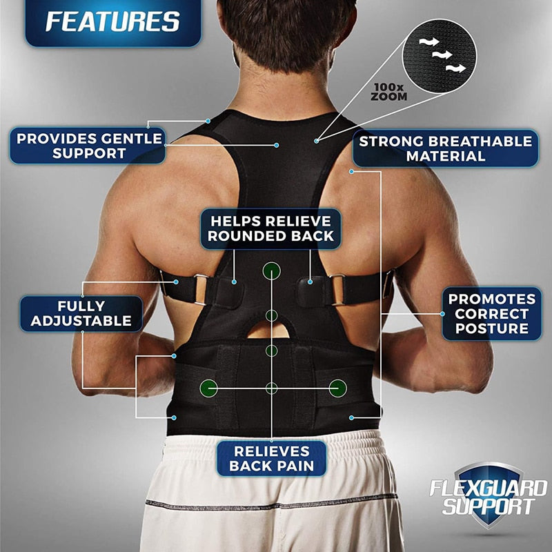 Magnetic therapy posture corrector brace