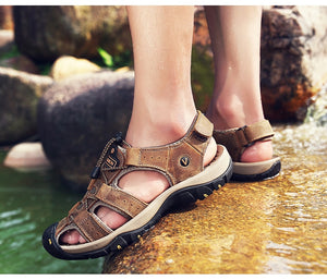 Genuine Leather Men Shoes - Summer New Large Size Men's Sandals