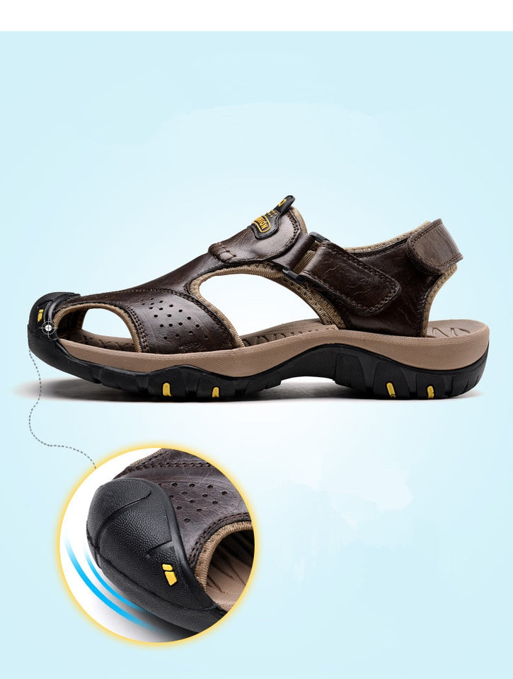 Genuine Leather Men Shoes - Summer New Large Size Men's Sandals