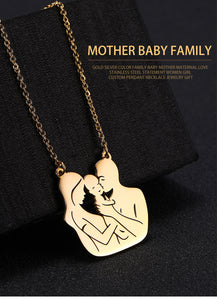 Mom Dad Baby Pendant Mother's Day Necklace -  Love Gift