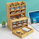 Creative Multi-function Wooden Desktop Pen Holder