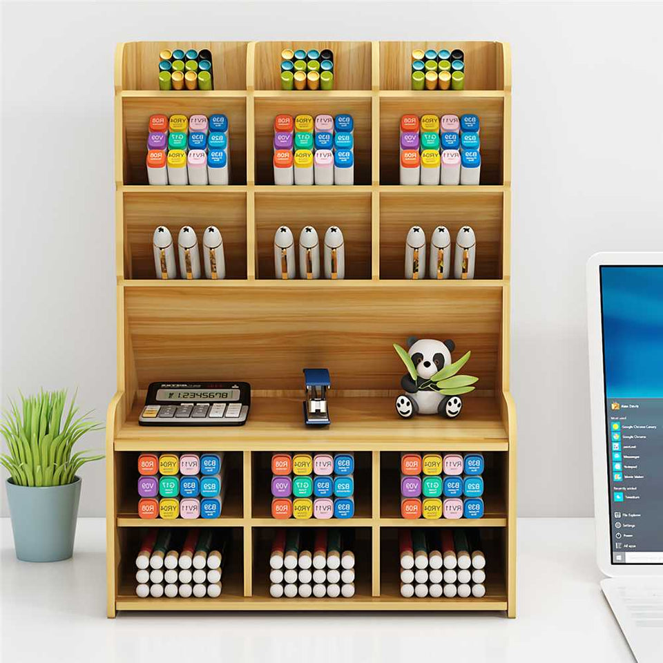 Creative Multi-function Wooden Desktop Pen Holder