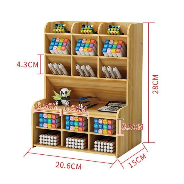 Creative Multi-function Wooden Desktop Pen Holder