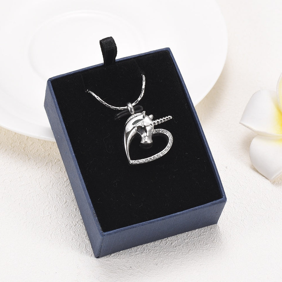 Crystal Unicorn Container Urn Memorial Pendant Necklace