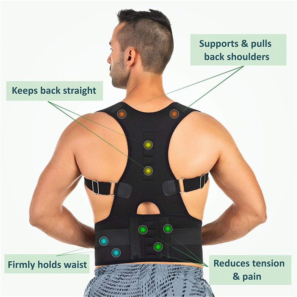 Magnetic therapy posture corrector brace