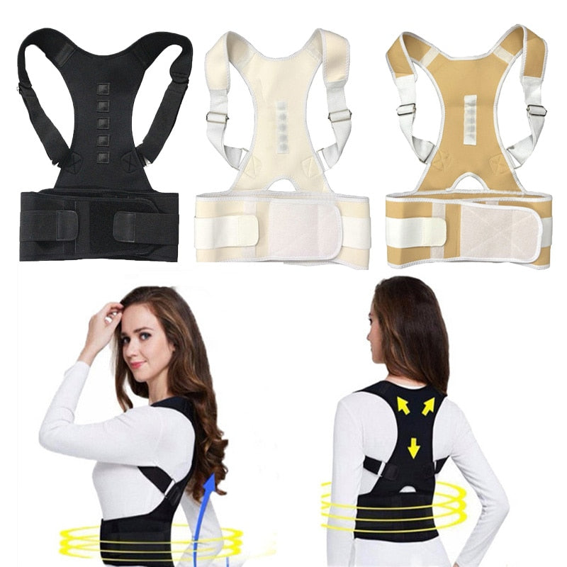 Magnetic therapy posture corrector brace