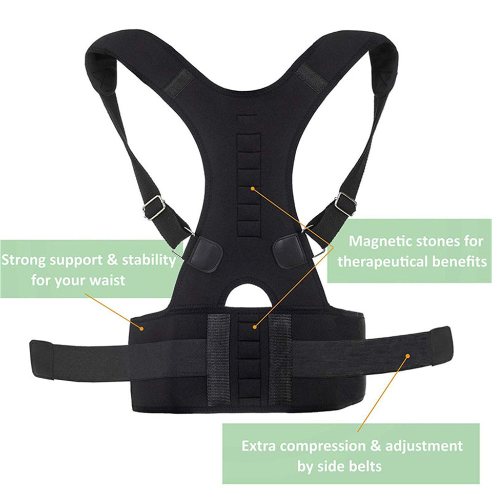 Magnetic therapy posture corrector brace