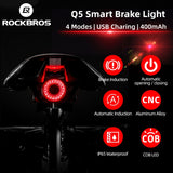 Waterproof LED Charging Bicycle Smart Auto Brake Sensing Light