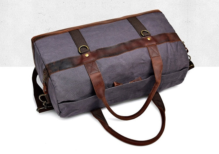 WaterProof Waxed Canvas Leather Men Travel Bag