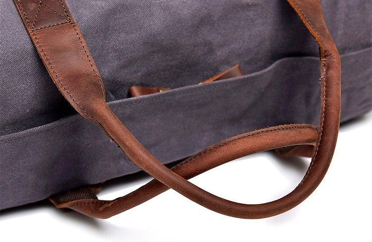 WaterProof Waxed Canvas Leather Men Travel Bag