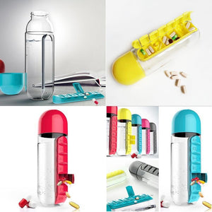 Portable 2 in 1 Water Bottle Pill Box