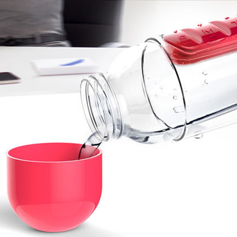 Portable 2 in 1 Water Bottle Pill Box