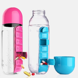 Portable 2 in 1 Water Bottle Pill Box