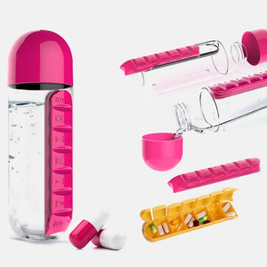 Portable 2 in 1 Water Bottle Pill Box