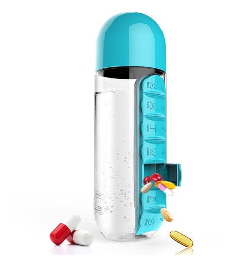 Portable 2 in 1 Water Bottle Pill Box