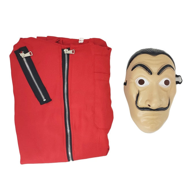 Heist Original Red Jumpsuit Costume and Mask