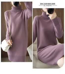 Turtleneck Long Sleeve Knitted Dress