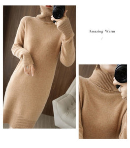 Turtleneck Long Sleeve Knitted Dress