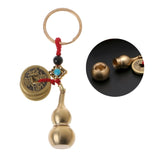 Lucky Gourd Keychain with Feng Shui Coins Brass Calabash Wu Lou Pendant Keychain