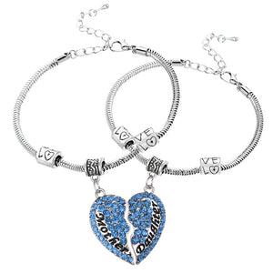 Crystal Rhinestone Heart Mother Daughter Bangles