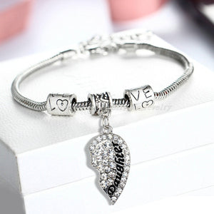 Crystal Rhinestone Heart Mother Daughter Bangles