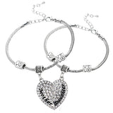 Crystal Rhinestone Heart Mother Daughter Bangles