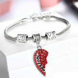 Crystal Rhinestone Heart Mother Daughter Bangles